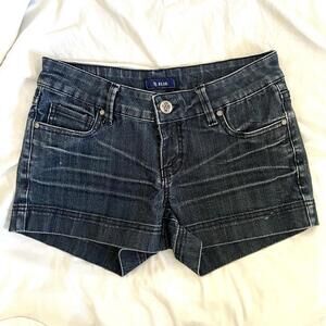 STS Blue Juniors Denim Shorts Size 7 Dark Wash Cuffed Boyfriend Jeans Stretch